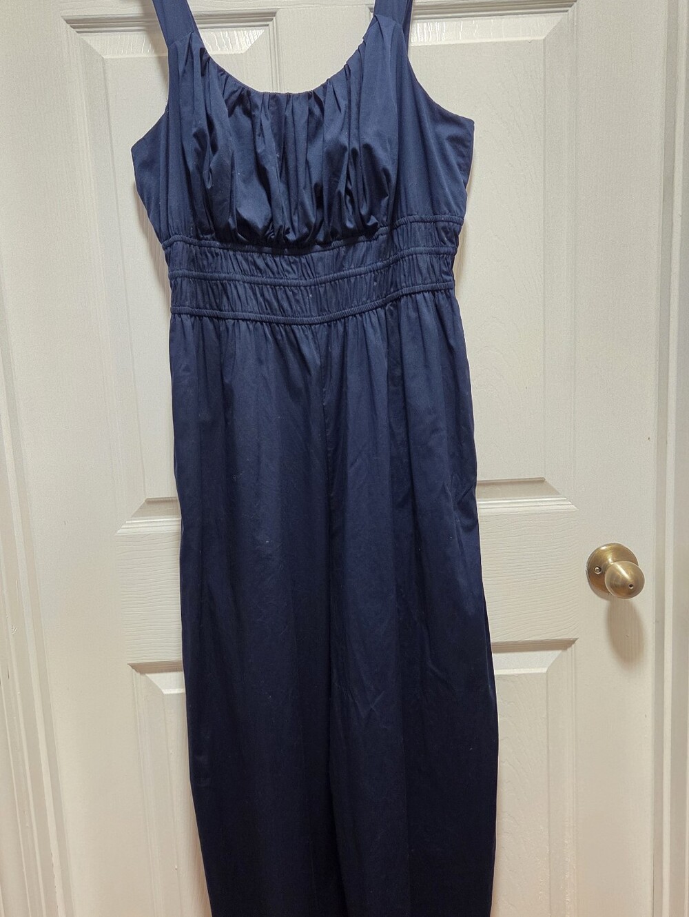 LC Lauren Conrad Navy Maxi Dress with Gathered Bodice